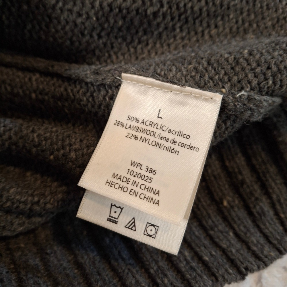 Haggar Clothing Mens Large Heather‎ Gray Cable Knit 1/4 Quarter Zip Sweater NWT - Picture 6 of 8